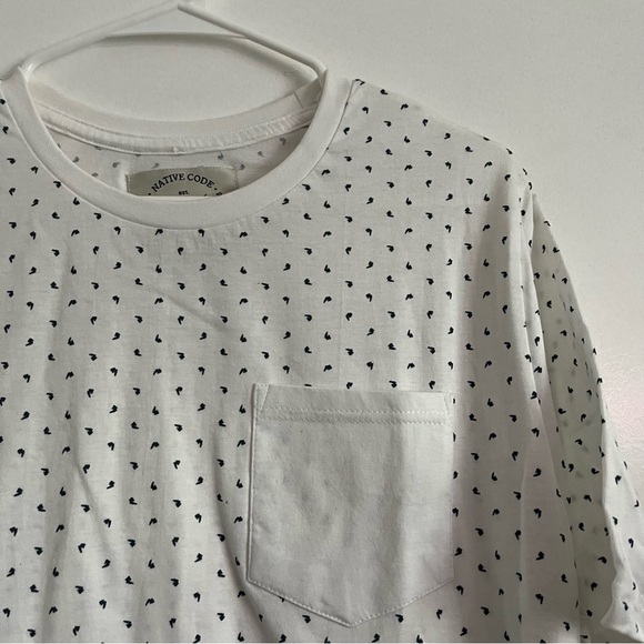 Native Code • White Polka Dot/Comma Men's T-Shirt - Picture 2 of 4